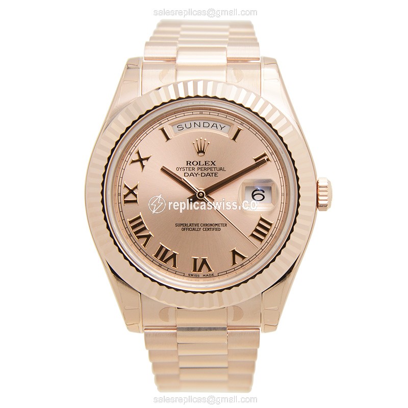 Rolex DAY-DATE Replica - Automatic - 18kt Rose Gold Case - Gold Dial - View 2