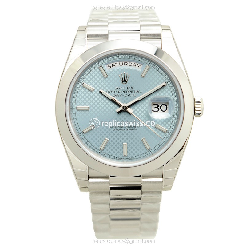 Rolex DAY-DATE Replica - Automatic - Blue Dial on Gold Strap - View 2