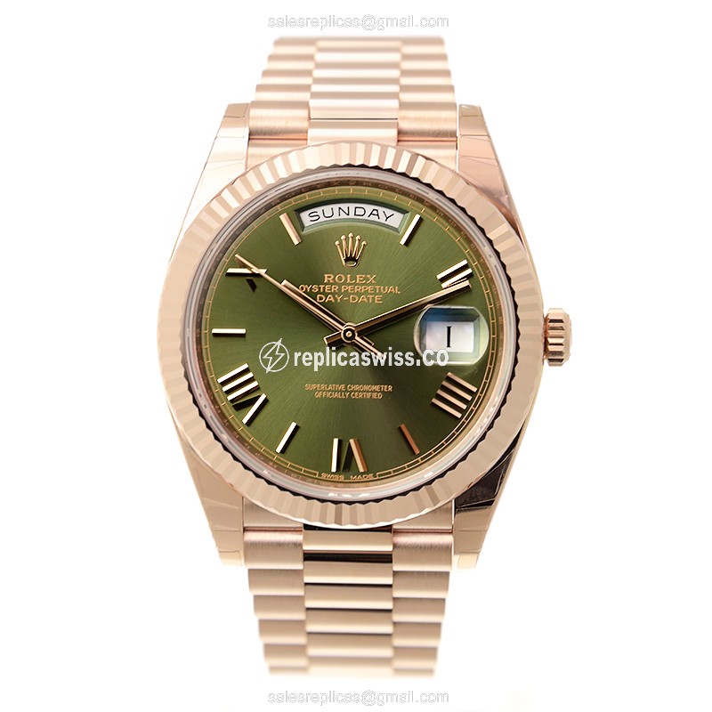 Rolex Day-Date Replica - Automatic - Green Dial - 18kt Gold - View 2