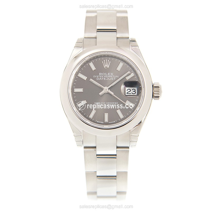 Rolex Datejust Lady Replica - Automatic - Steel Case - Gray Dial - Silver Band - View 2