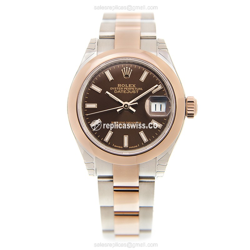 Rolex Datejust Replica - Automatic - 18kt Rose & Steel - Brown Dial - View 2