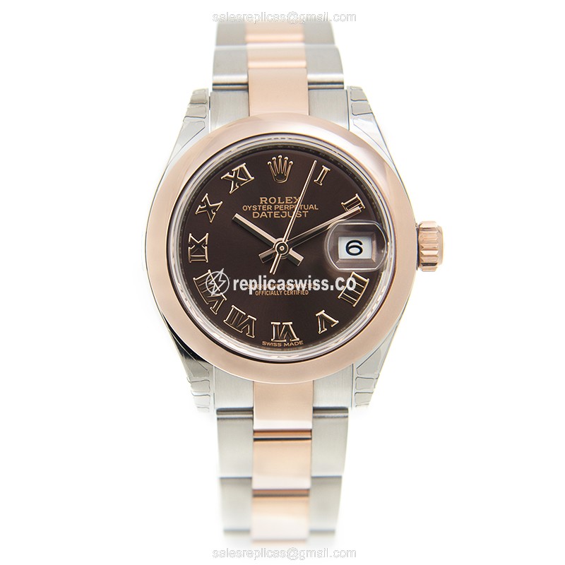 Rolex Datejust Replica - Automatic - 18kt Rose Gold & Steel - Brown Dial - View 2