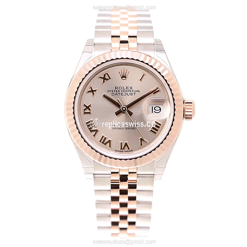 Rolex Datejust Replica - Automatic - 18kt Rose Gold & Steel Case - Pink Dial - View 2