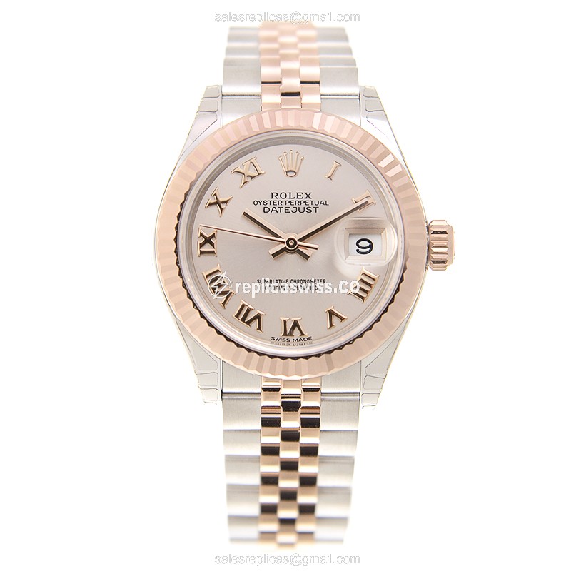 Rolex Datejust Replica - 18kt Rose Gold & Steel - Automatic - Pink Dial - View 2