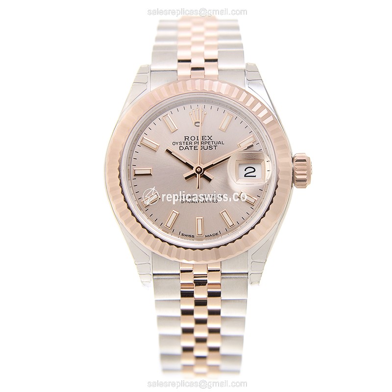Rolex Lady Datejust Replica - Automatic - 18kt Rose Gold Case, Pink Dial - View 2