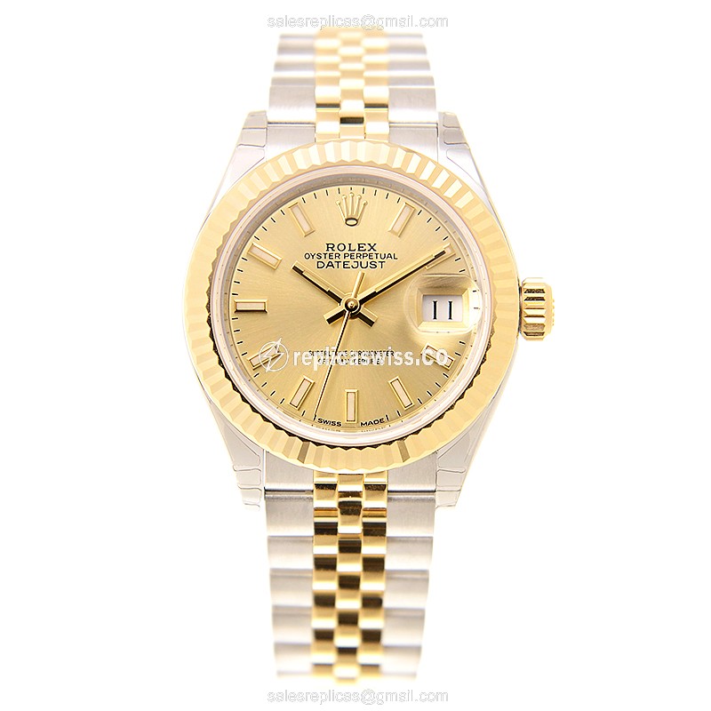Rolex Datejust Replica - Automatic - 18kt Gold & Steel Case - Gold Dial - View 2