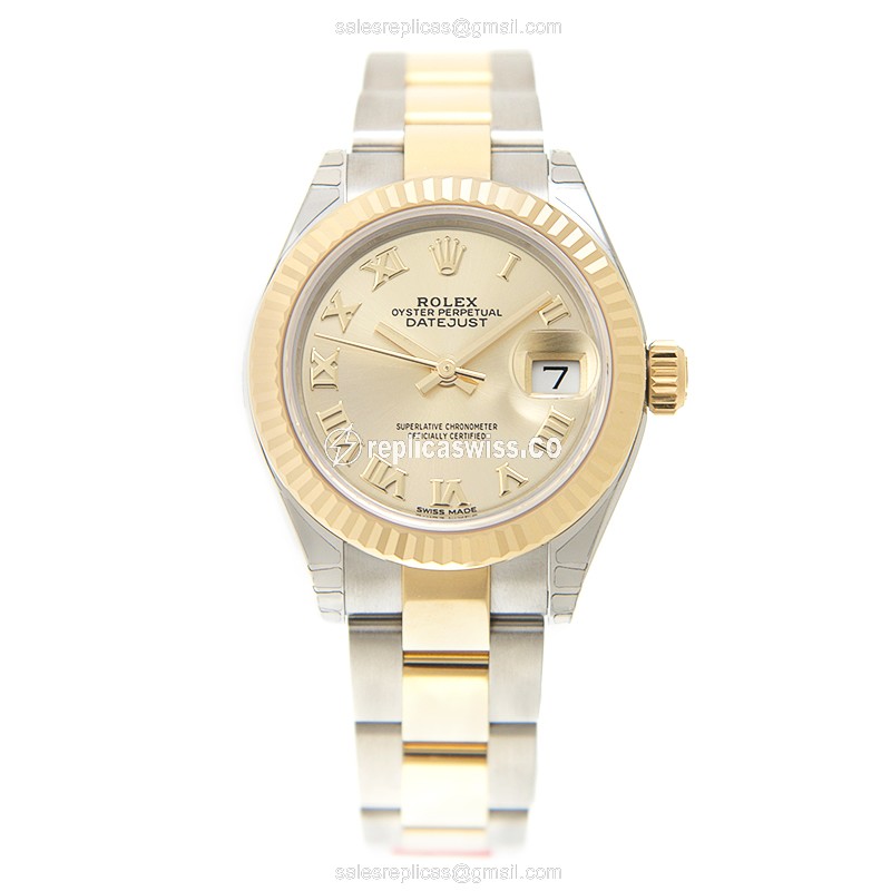 Rolex Datejust Replica | Automatic | 18kt Gold | Steel Case, Gold Dial - View 2