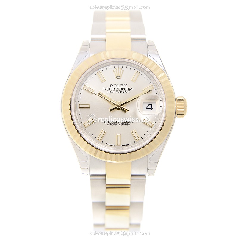 Rolex Datejust Replica - Automatic - 18kt Gold & Steel Case - Silver Dial - View 2