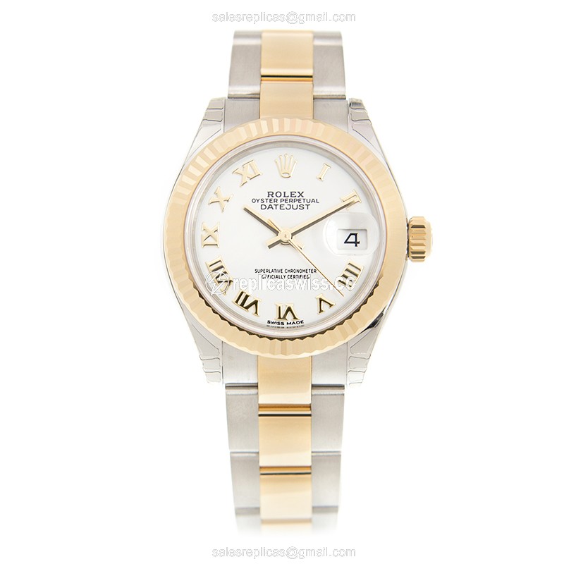 Rolex Datejust Replica - Automatic - 18kt Gold & Steel - White Dial - View 2