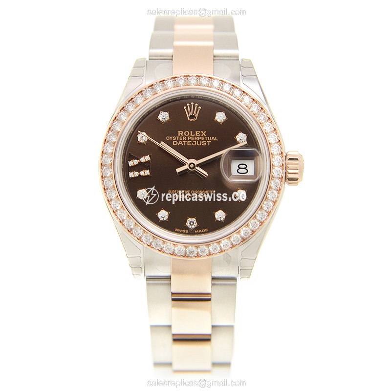 Rolex Datejust Replica - Automatic - Rose Gold - Diamond Bezel - 28mm - View 2