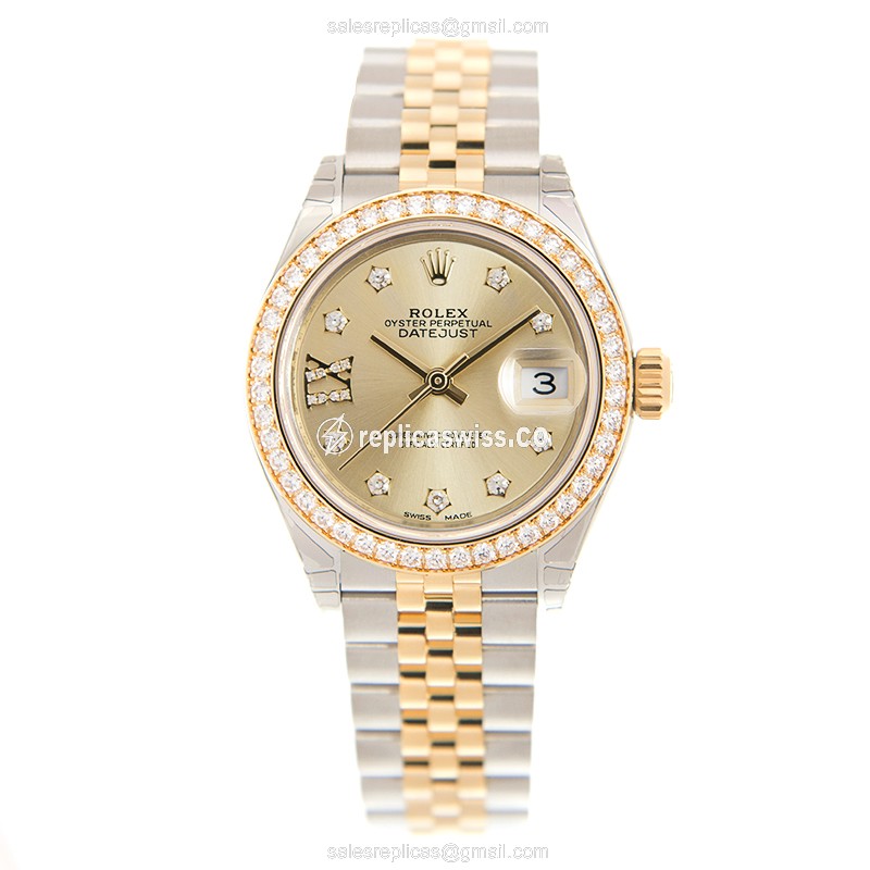 Rolex Datejust Lady Replica - Automatic - Gold Dial & Clasp - View 2