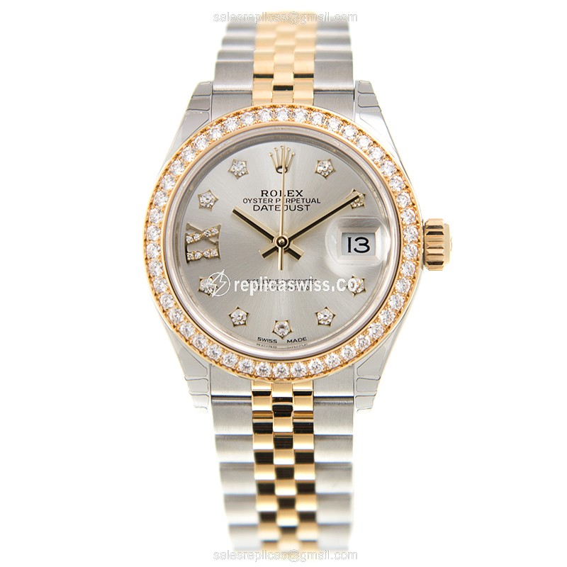 Rolex Lady Datejust Replica - Automatic - Silver Dial - Gold Clasp - View 2