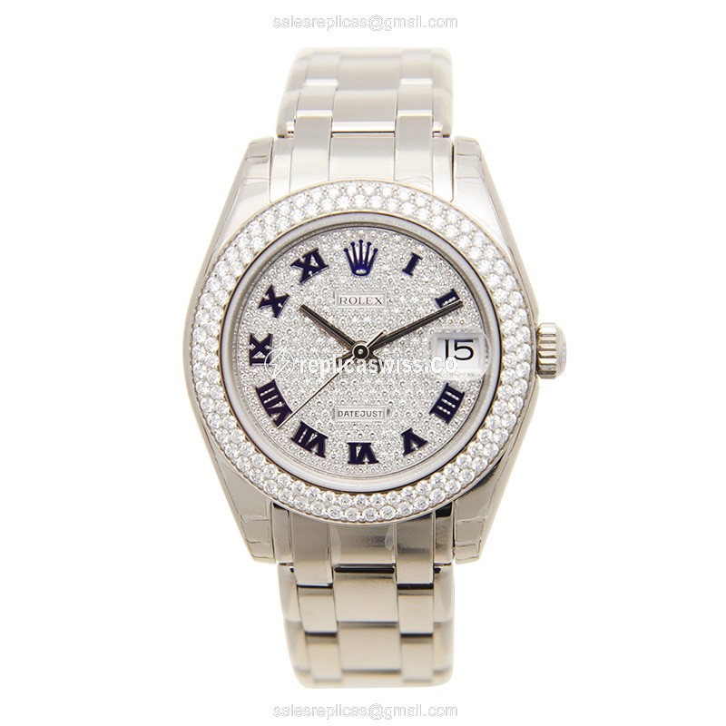 Rolex Datejust Replica - Automatic - White Gold - Diamond Accents - Silver Dial - View 2