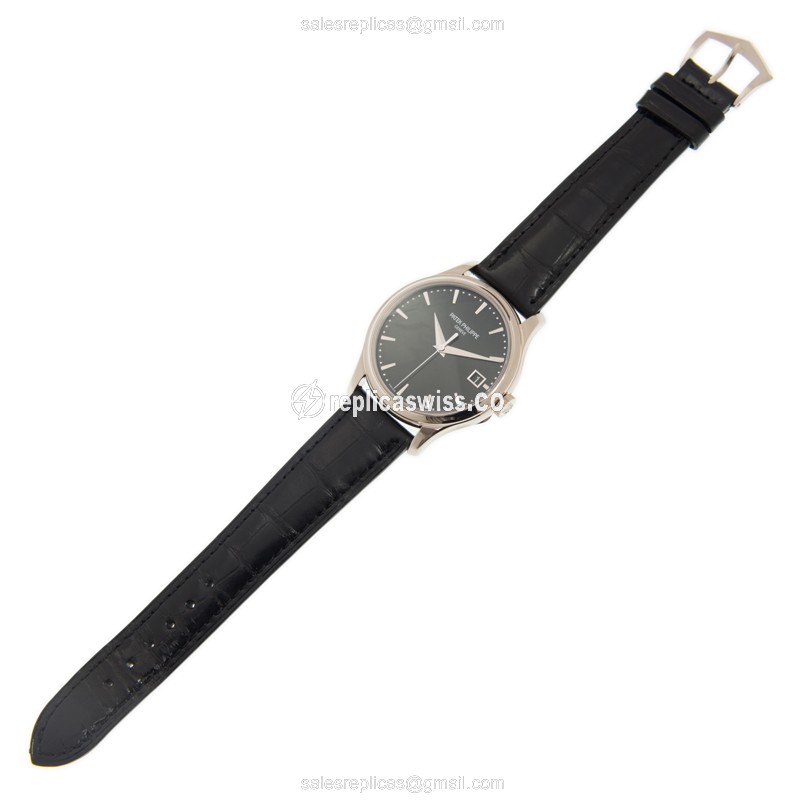 Patek Philippe 5227G-010 CALATRAVA - Auto 18kt Gold - Silver Dial - Black Alligator Buckle - View 2