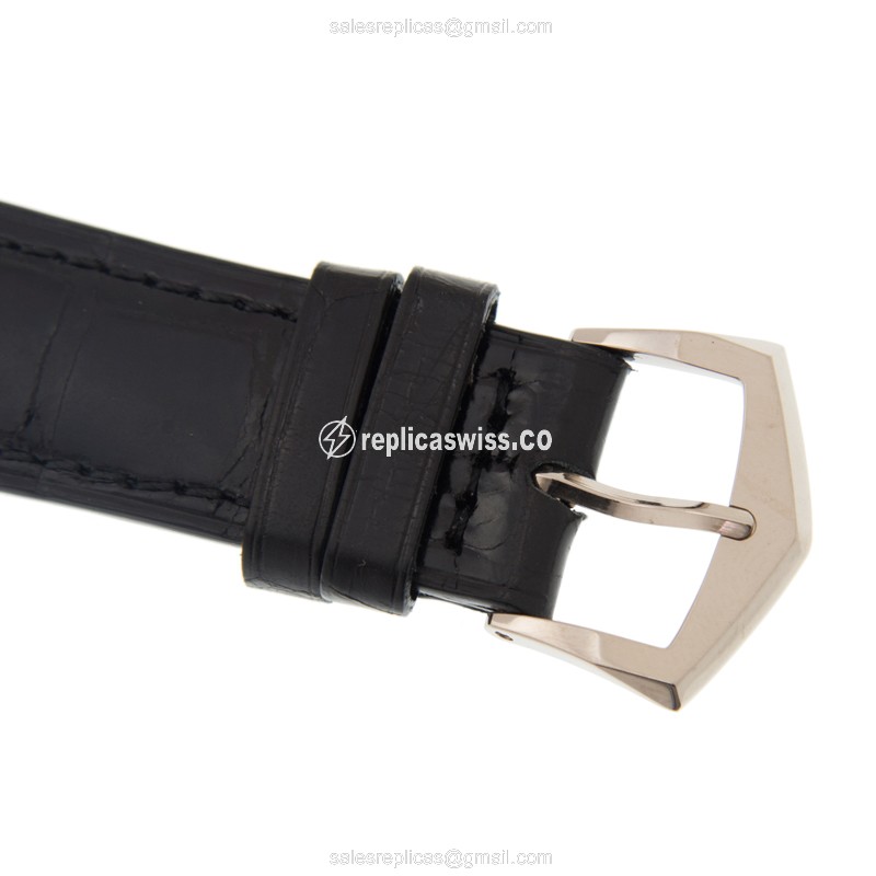 Patek Philippe 5227G-010 CALATRAVA - Auto 18kt Gold - Silver Dial - Black Alligator Buckle - View 4