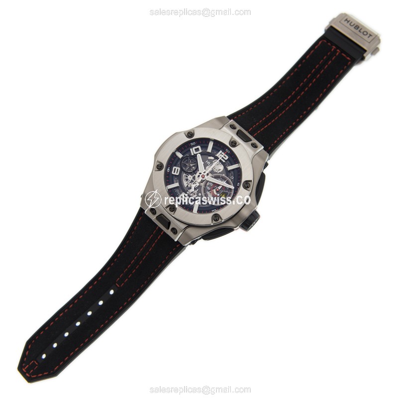Hublot BIG BANG Replica - Automatic - Titanium Case - Black Dial - Rubber Strap - View 2