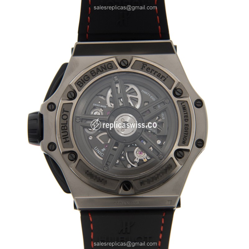 Hublot BIG BANG Replica - Automatic - Titanium Case - Black Dial - Rubber Strap - View 3