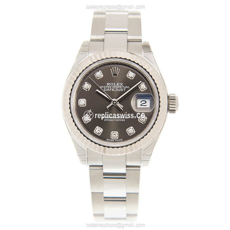 Rolex Datejust Replica - Automatic - White Gold & Steel - Gray Dial, Steel Clasp - View 2