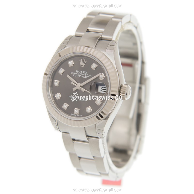 Rolex Datejust Replica - Automatic - White Gold & Steel - Gray Dial, Steel Clasp - View 3