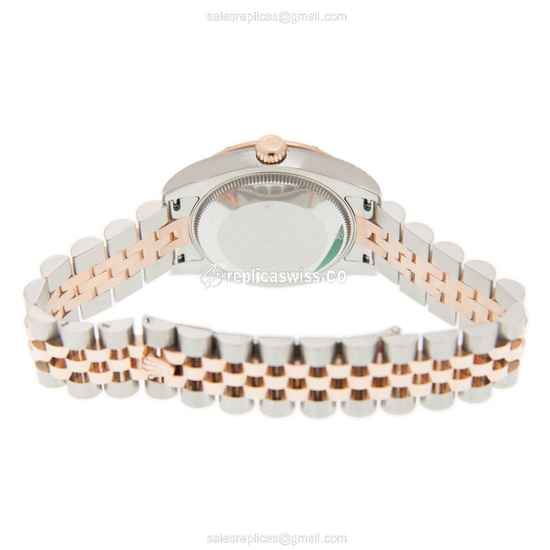 Rolex Datejust Replica - Automatic - 18kt Rose Gold & Steel - Black Dial, Gold Clasp - View 4
