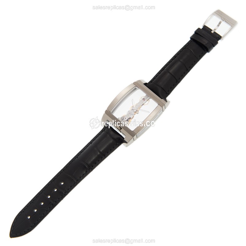 Corum B113/03440 BRIDGE Manual - Steel Case - Skull Dial - Black Leather Strap - Buckle Clasp - View 2