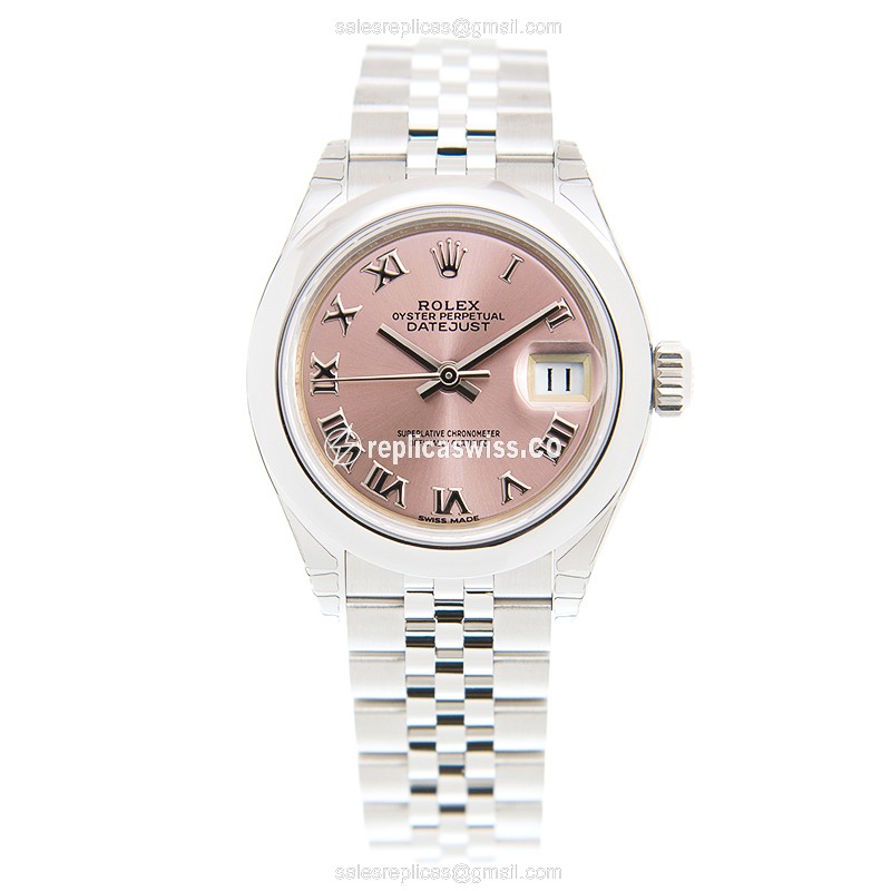 Rolex Datejust Replica - Automatic - Stainless Steel - Pink Dial on Silver strap - View 2