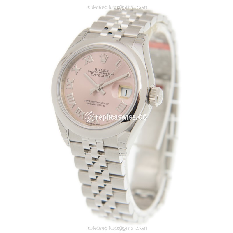 Rolex Datejust Replica - Automatic - Stainless Steel - Pink Dial on Silver strap - View 3