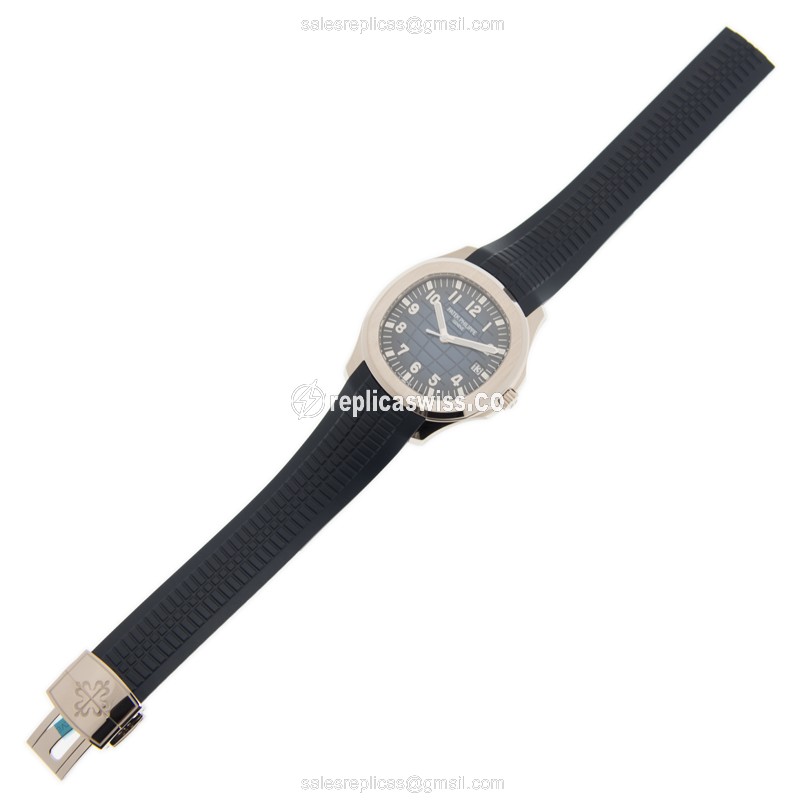 Patek Philippe AQUANAUT Replica - Automatic - 18kt Gold - Blue Dial, Black Rubber Strap - View 2