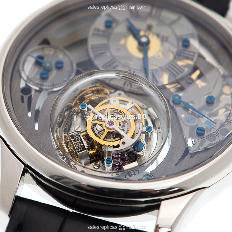 Zenith Academy 40.2210.8804S/98.C630 Replica - Automatic - Platinum Case - Gray Dial - Black Alligator Strap - View 2
