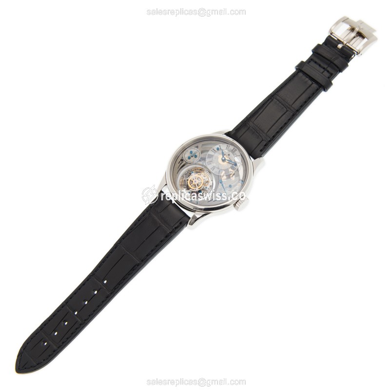 Zenith Academy 40.2210.8804S/98.C630 Replica - Automatic - Platinum Case - Gray Dial - Black Alligator Strap - View 3