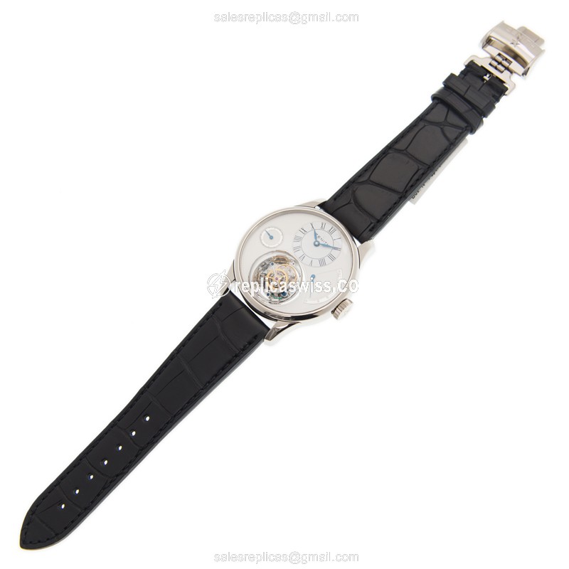 Zenith Academy Manual Wind - 18kt White Gold - White Dial - Black Alligator Strap - View 2