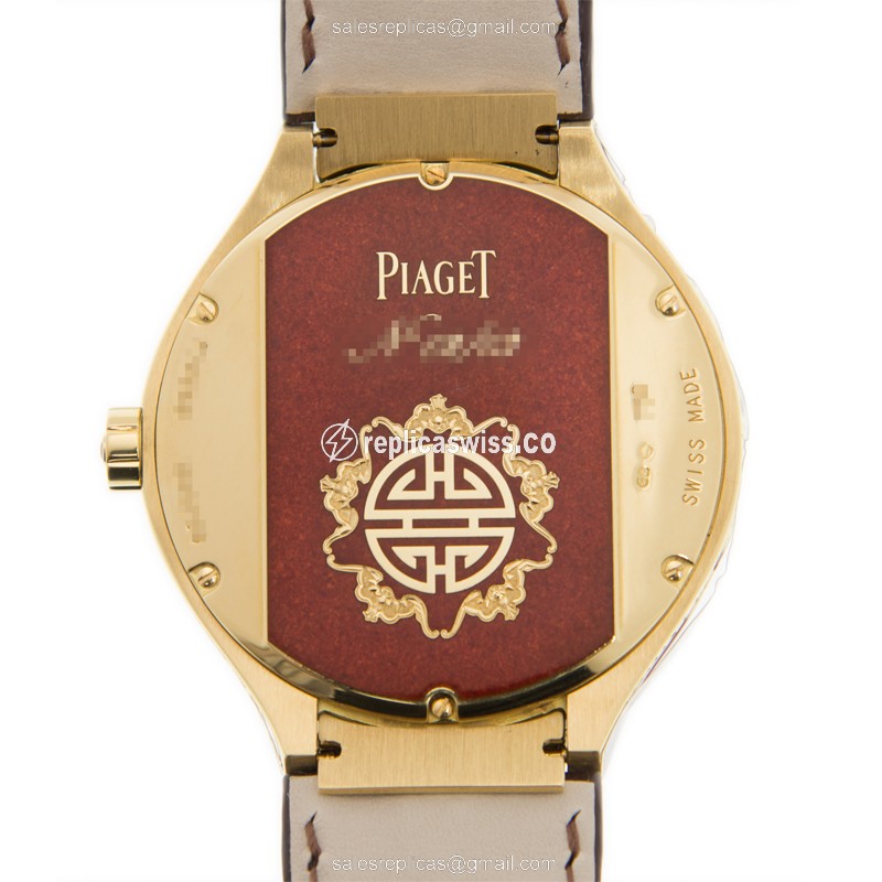 Piaget Polo Manual Wind 18kt Gold - White Dial - Brown Alligator Strap - View 3
