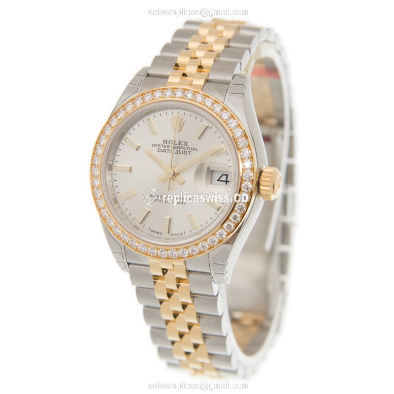Rolex Datejust Lady Replica - Automatic, Silver Dial, Gold Clasp - View 3