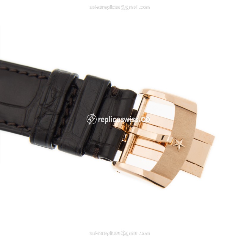 Zenith Academy Replica - Automatic 18kt Rose Gold - White Dial - Brown Alligator Strap - View 4