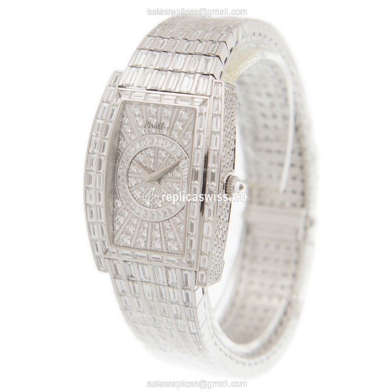 Piaget LIMELIGHT Replica - Quartz - 18kt White Gold Case - Diamond - Silver Dial & Strap - View 3