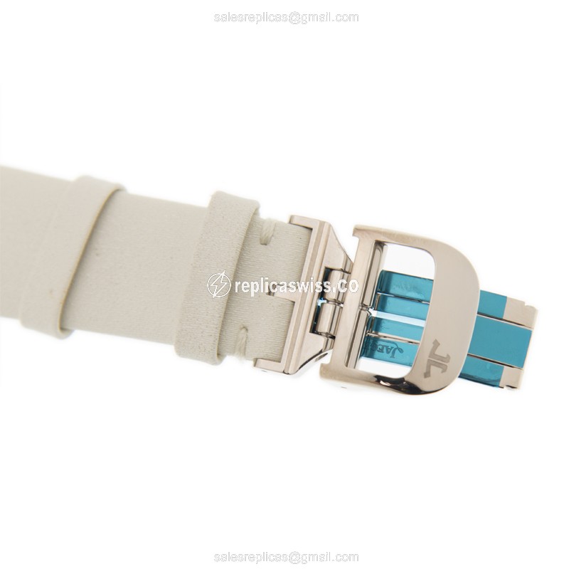Jaeger-Lecoultre Q12034S8 Replica - Automatic - 18kt White Gold - Diamond Dial - White Leather Strap - View 4