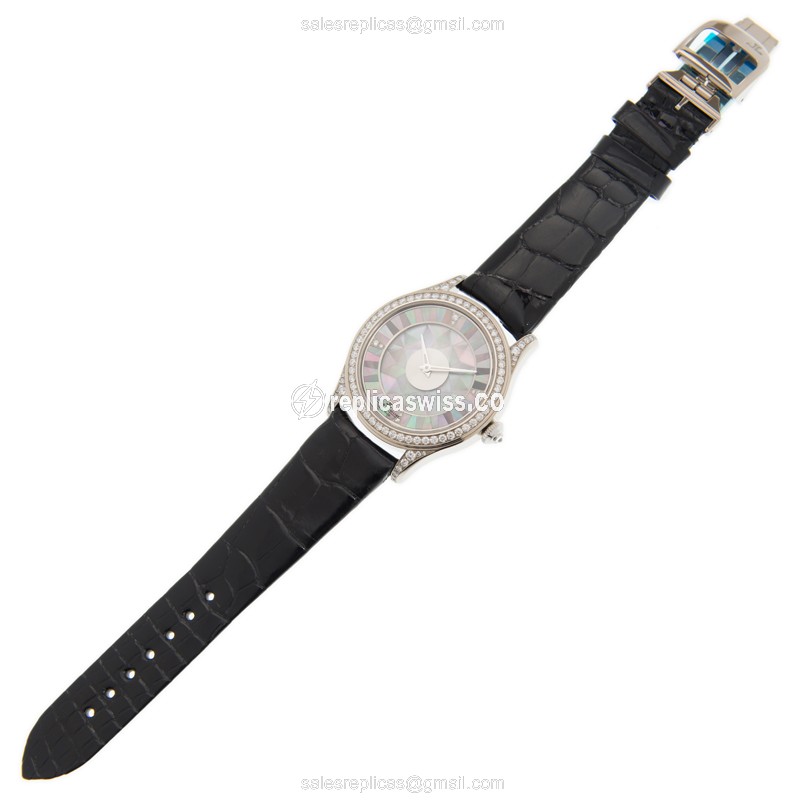 Jaeger-Lecoultre Q12034S9 Replica - Automatic - 18kt White Gold - Diamond - Black Dial - Alligator Black - View 2