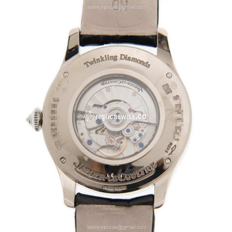 Jaeger-Lecoultre Q12034S9 Replica - Automatic - 18kt White Gold - Diamond - Black Dial - Alligator Black - View 3