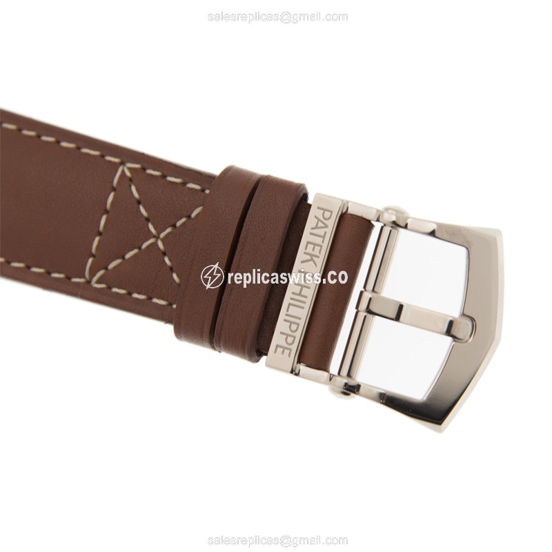 Patek Philippe 5524G-001 Replica - Automatic - 18kt Gold - Blue Dial - Brown Cowhide Strap - View 4