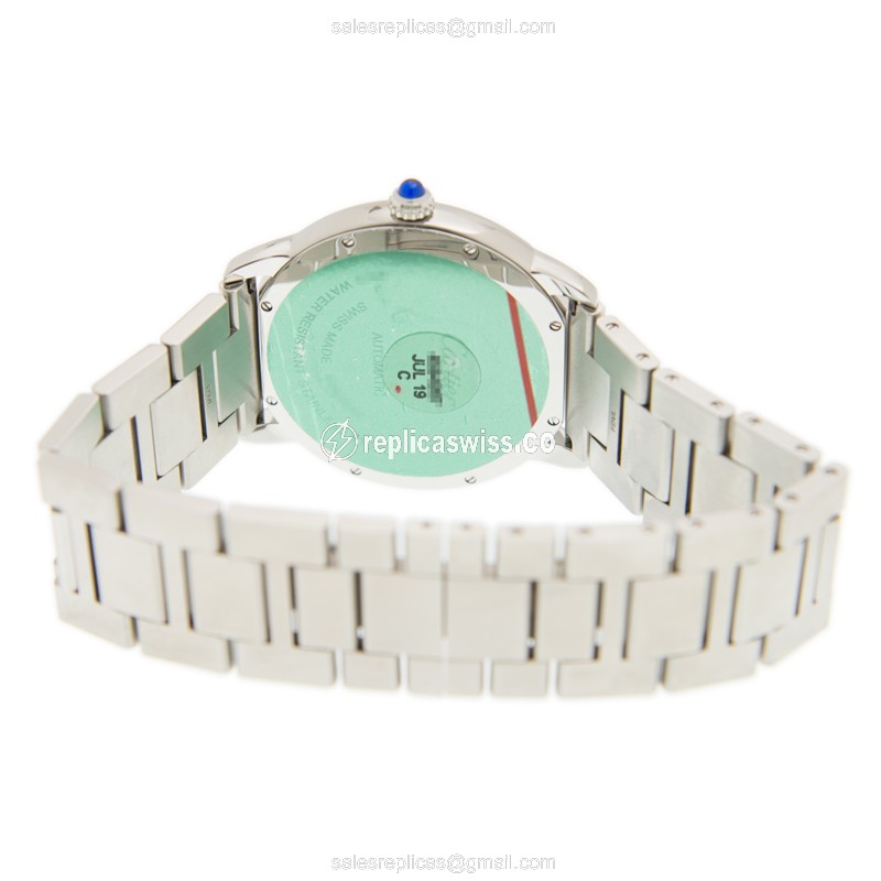 Cartier Rotonde De Cartier Replica - Automatic - Steel Case - Blue Dial - Silver Steel Band - View 4