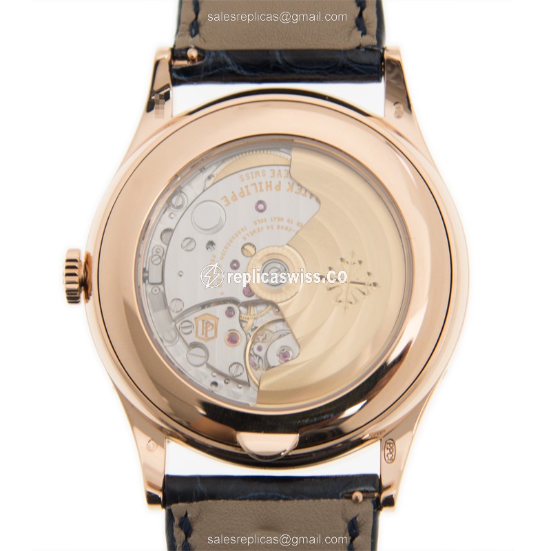 Patek Philippe 5396R-014 Replica - Automatic - 18kt Rose Gold - Blue Dial - Alligator Blue Strap - View 3