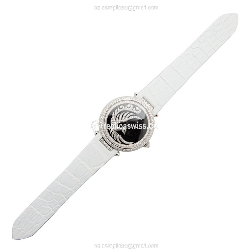 Cartier Bestiaire Replica - Automatic - 18kt White Gold - Diamond - Black Dial - View 2