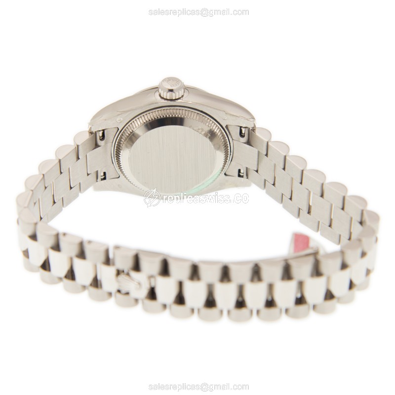 Rolex Lady Datejust Replica - Automatic - 18kt Gold Case - Silver Dial - View 4