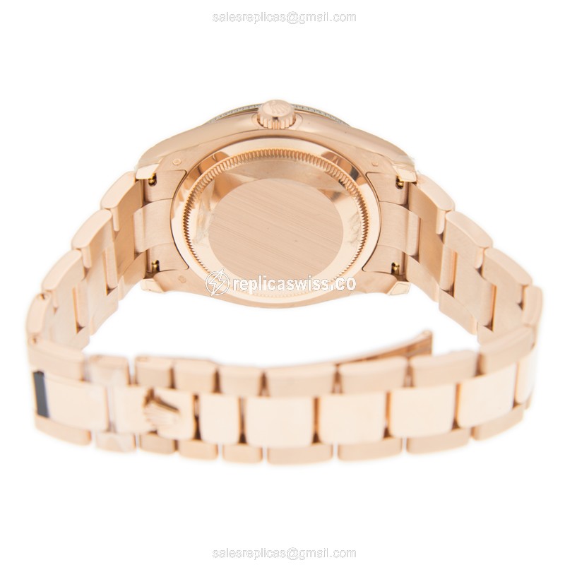 Rolex Datejust Replica - Automatic - Rose Gold - Diamonds - Black Dial - View 4