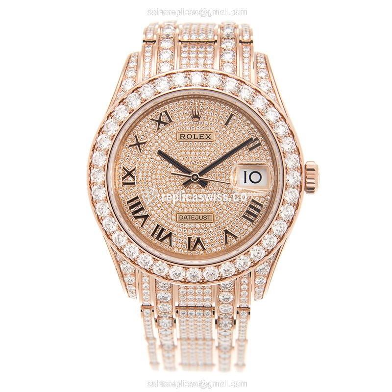 Rolex 86405RBR-CHRN Replica - Automatic - Rose Gold - Diamond Dial - Clasp - View 2
