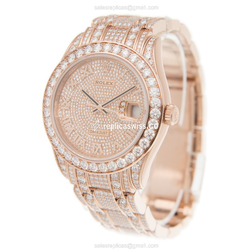 Rolex 86405RBR-CHRN Replica - Automatic - Rose Gold - Diamond Dial - Clasp - View 3