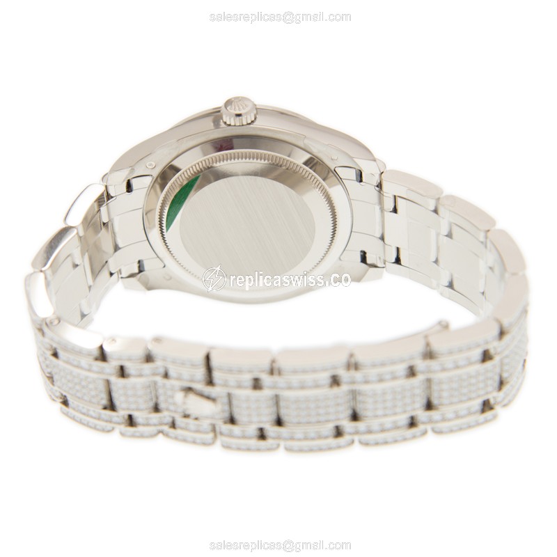 Rolex DATEJUST Replica | Automatic | 18kt White Gold | Diamond Case | Silver Dial - View 4