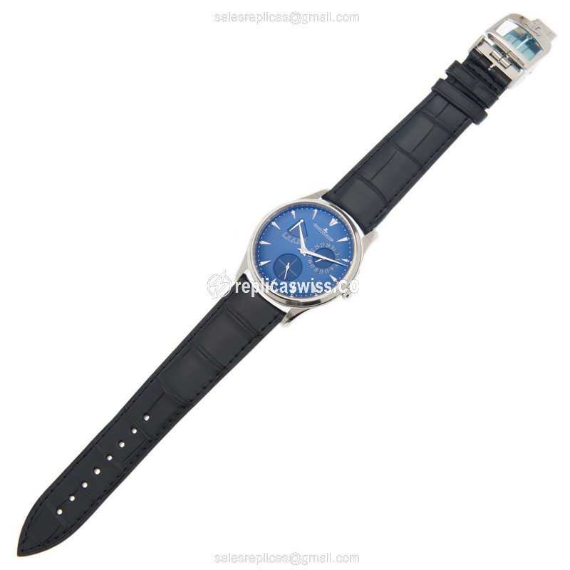 Jaeger-Lecoultre Q1378480 Replica - Ultra Thin - Automatic - Steel Case - Blue Dial - Blue Alligator Strap - View 2