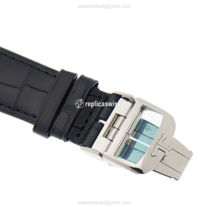 Jaeger-Lecoultre Q1378480 Replica - Ultra Thin - Automatic - Steel Case - Blue Dial - Blue Alligator Strap - View 4