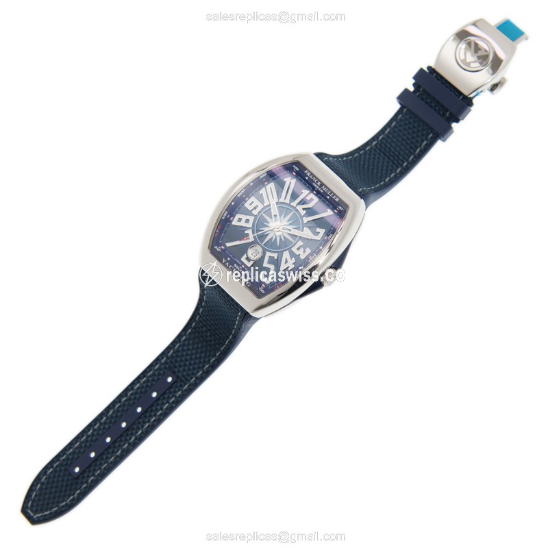 Franck Muller V41 SC DT YACHTING AC.BL VANGUARD - Auto - Steel Case - Blue Dial - Blue Rubber Strap - View 2
